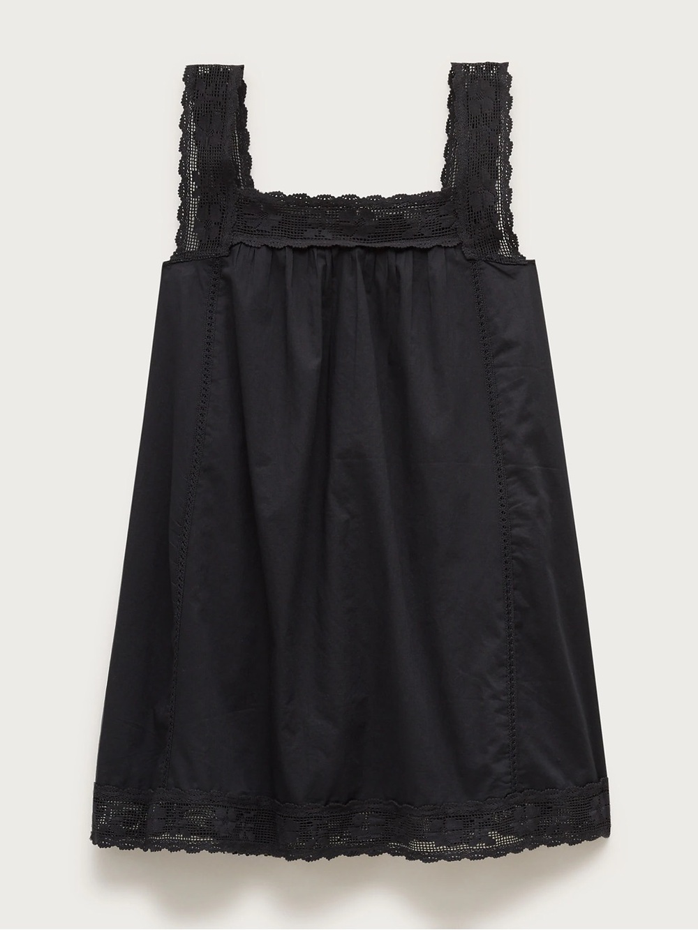 J.CREW Lace-trim Mini Beach Dress Black Size Medium - Picture 4 of 16